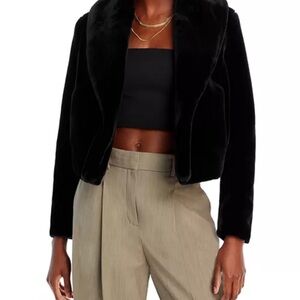 Blank NYC Black Teddy Jacket Plush Cropped Style